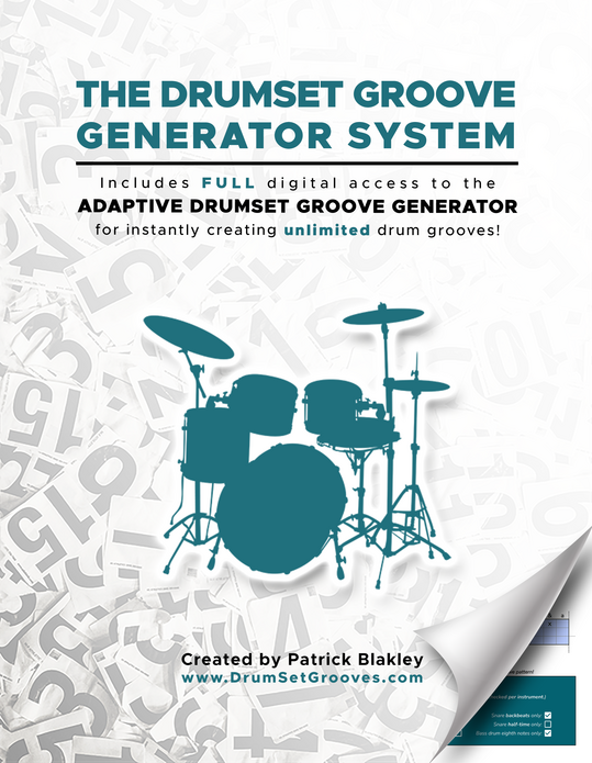 The Drum set Groove Generator Cover The physical book cover for the drum set groove generator