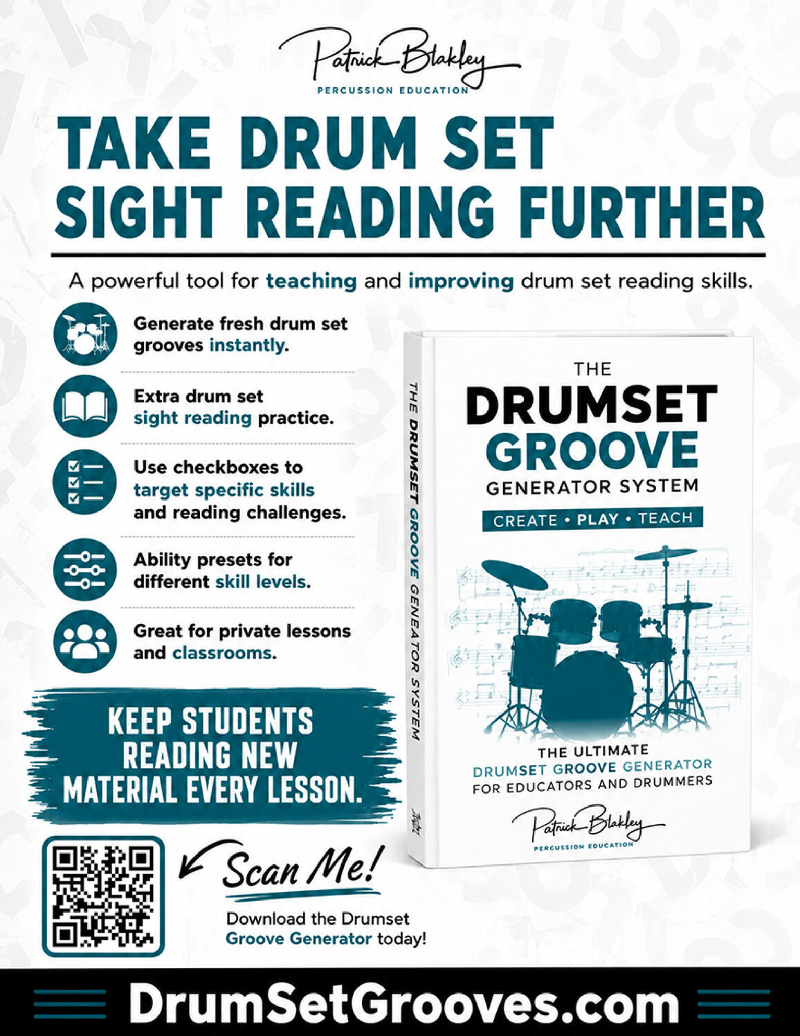 A flyer for the drumset groove generator download.
